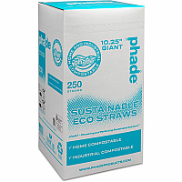 Phade Compostable Straws 10.3" Height x - Polyhydroxyalkanoate (PHA) - Caribbean Blue - 250 / Box (511179)