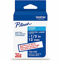 Brother P-touch TZe Laminated Label Tape x 15/32" Width - Tape - White - Water Resistant - Laminated - Easy to Read, Temperature Resistant, Customizable, Long Lasting, Peeling Resistant, Fade Resistant - 26.20 ft Roll Length - 1 Each (TZE232G)