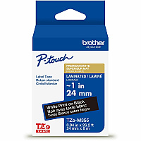 Brother TZe Premium Matte Laminated Tape x 15/16" Width - Cartridge - Matte - Matte Black - Water Resistant - Laminated - Strong, Durable, Long Lasting, Customizable - 26.20 ft Roll Length - For Label Maker - 1 Each (TZEM355G)