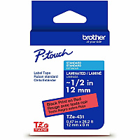 Brother P-touch TZe Laminated Label Tape x 15/32" Width - Tape - Red - Water Resistant - Laminated - Easy to Read, Temperature Resistant, Customizable, Long Lasting, Peeling Resistant, Fade Resistant - 26.20 ft Roll Length - 1 Each (TZE431G)