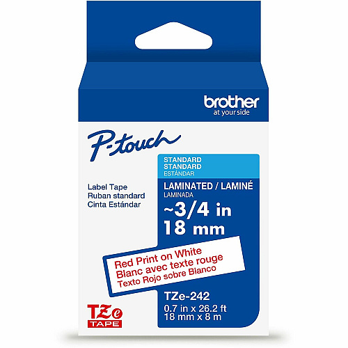 Brother P-touch TZe Laminated Label Tape x 45/64" Width - Tape - White - Water Resistant - Laminated - Easy to Read, Temperature Resistant, Customizable, Long Lasting, Peeling Resistant, Fade Resistant - 26.20 ft Roll Length - 1 Each (TZE242G)