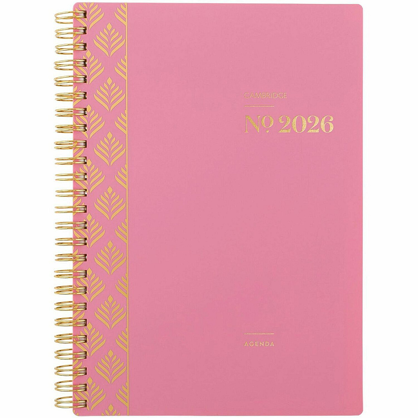 Cambridge WorkStyle Focus Planner Weekly, Monthly - 12 Month - January 2026 to December 2026 - 1 Week, 1 Month Double Page Layout - 5 1/2" x 8 1/2" Sheet Size - Twin Wire - Pink - Cosmetic Pink Poly Cover - Dated Planning Page, Notes Area, Tab (160620027)