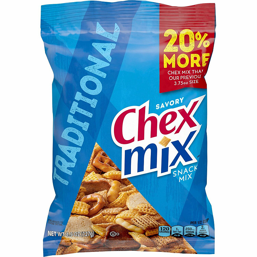 Chex Mix Chex Traditional Snack Mix Traditional - 4.50 oz - 8 / Carton (SN21494)