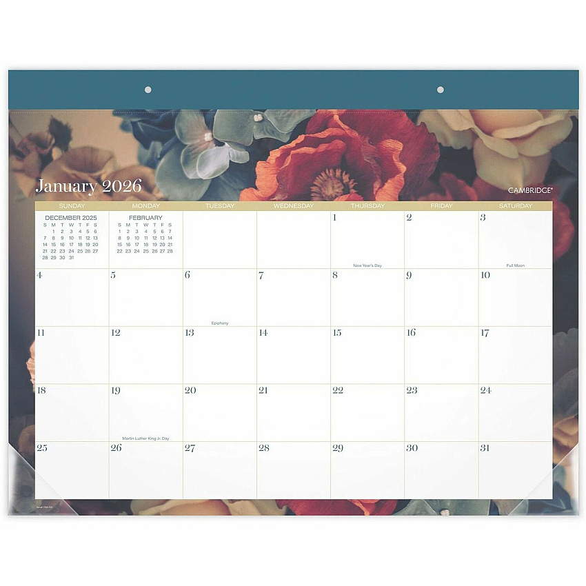 At-A-Glance Midnight Garden Monthly Desk Pad Monthly - 12 Month - January 2026 to December 2026 - 1 Month Single Page Layout - 21 3/4" x 17" Sheet Size - 2.25" x 2.75" Block - Headband - Desk Pad - Wall Mount - Midnight Garden - Dated Planning P (1768704)
