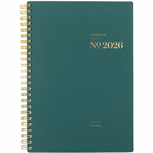 Cambridge WorkStyle Focus Planner Weekly, Monthly - 12 Month - January 2026 to December 2026 - 1 Week, 1 Month Double Page Layout - 5 1/2" x 8 1/2" Sheet Size - Twin Wire - Teal - Teal Poly Cover - Dated Planning Page, Notes Area, Tabbed, Dura (160620012)