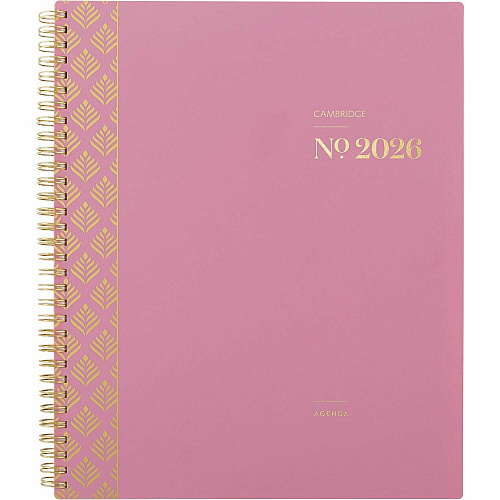 Cambridge WorkStyle Focus Planner Weekly, Monthly - 12 Month - January 2026 to December 2026 - 1 Week, 1 Month Double Page Layout - Letter - 8 1/2" x 11" Sheet Size - Twin Wire - Pink - Cosmetic Pink Poly Cover - Dated Planning Page, Notes Are (160690527)
