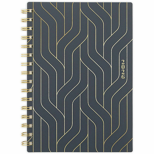 At-A-Glance Hera Weekly Monthly Planner Weekly, Monthly - 12 Month - January 2026 to December 2026 - 1 Week Double Page Layout - 5 1/2" x 8 1/2" Sheet Size - Twin Wire - Black, Gold - Poly Cover - Dated Planning Page, Tabbed, Monthly Tab, Unrule (1765200)