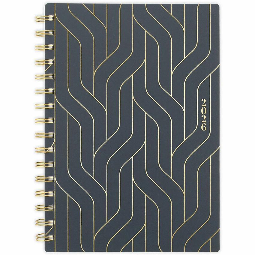 At-A-Glance Hera Weekly Monthly Planner Weekly, Monthly - 12 Month - January 2026 to December 2026 - 1 Week Double Page Layout - 5 1/2" x 8 1/2" Sheet Size - Twin Wire - Black, Gold - Poly Cover - Dated Planning Page, Tabbed, Monthly Tab, Unrule (1765200)