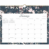 Cambridge Calista Floral Monthly Wall Calendar Monthly - 12 Month - January 2026 to December 2026 - 15" x 12" Sheet Size - 1.40" x 2.81" Block - Twin Wire - Wall Mount - Calista Floral - Dated Planning Page, Yearly Planner, Unruled Daily Block,  (LB40707)