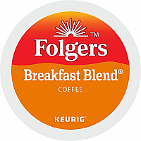 Folgers&reg; K-Cup Breakfast Blend Coffee Compatible with Keurig Brewer - Light/Mild - 0.2 oz Per Box - 24 K-Cup - K-Cup - Breakfast Blend - Kosher - 4 / Carton (3451CT)
