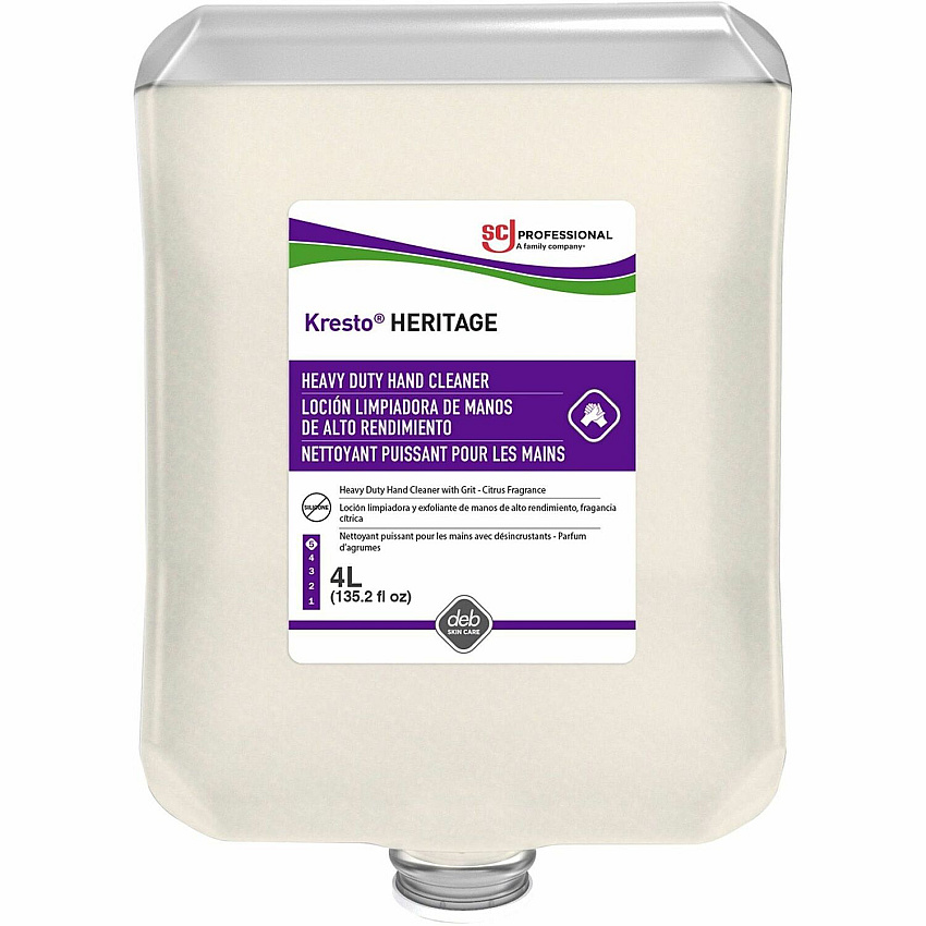 Kresto Super Heavy Duty Hand Cleanser Citrus Scent - 1.06 gal - Cartridge Dispenser - Soil Remover, Oil Remover, Grease Remover, Tar Remover, Paint Remover, Grime Remover - Hand, Skin, Industrial, Automotive - Off White - Heavy Duty, Non-abrasive, (09104)