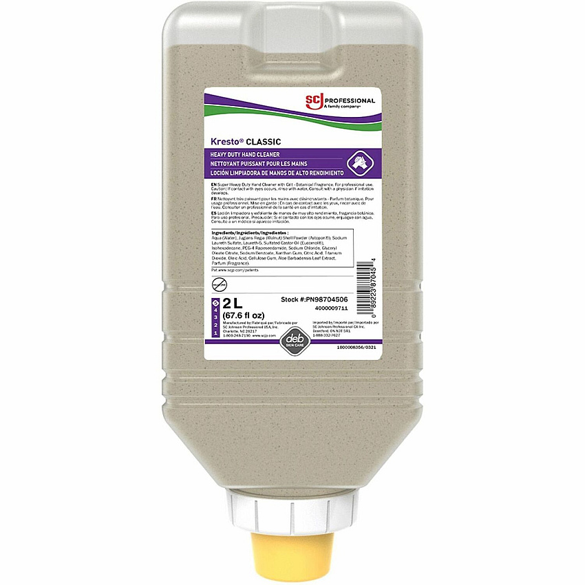 Kresto Super Heavy-Duty Hand Cleaner 2.11 quart - Grease Remover, Oil Remover, Carbon Remover, Lubricant Remover, Resin Remover - Hand, Skin - Beige - Heavy Duty - 6 / Carton (PN98704506)
