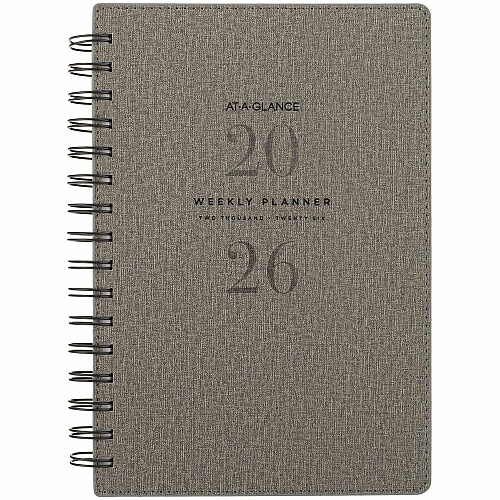 At-A-Glance Signature Large Wkly/Mthly Planner Large - Weekly, Monthly - 13 Month - January 2026 to January 2027 - 5 1/2" x 8 1/2" Sheet Size - Twin Wire - Gray - Paper - Monthly Planner, Bleed Resistant Paper, Ruled, Monthly Tab, Holiday Listin (YP20007)