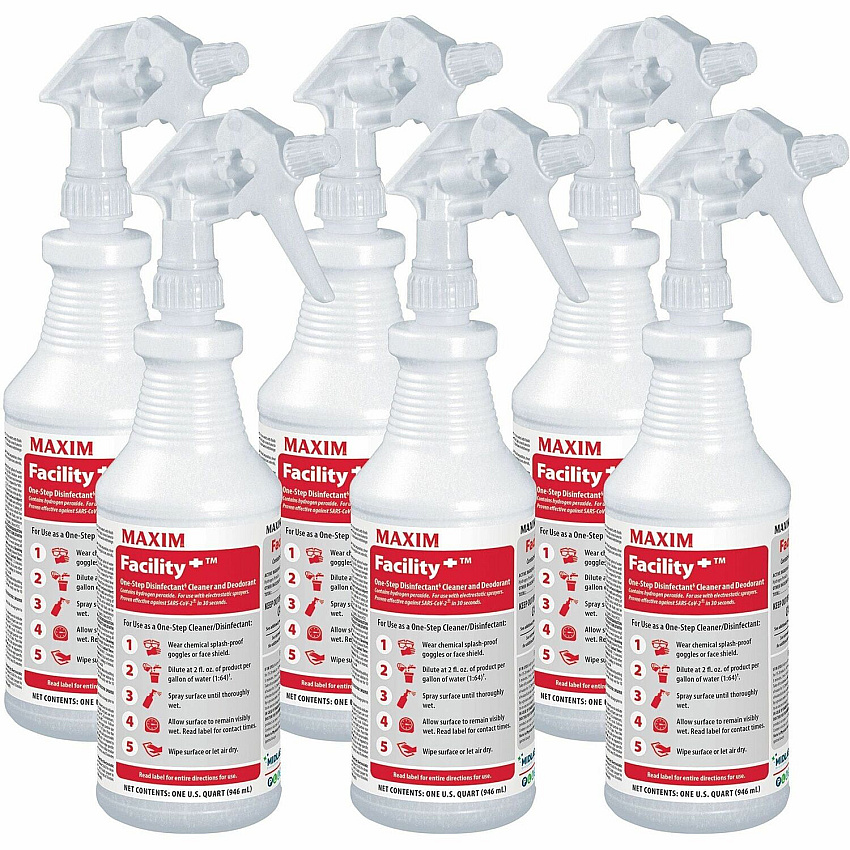 Maxim Facility+ One-Step Disinfectant For Multi Surface, Multipurpose - Concentrate - Liquid - 128 fl oz (4 quart) - Recommended For: Odor Remover, Mildew Odor Remover, Bacteria Remover, Germs Remover, Virus Remover, Mold Remover - Deodorize, F (04620086)