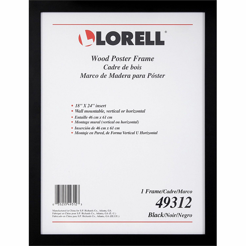 Lorell Wide Frame 18" Frame Size - Rectangle - Horizontal, Vertical - Wood - Black - 8 / Carton (49312CT)