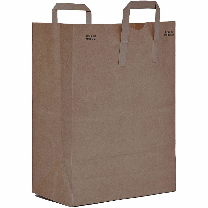 AJM Kraft Grocery Sacks 6.72 gal Capacity - Natural Kraft - Paper - Grocery, Foodservice - 300 / Carton (HS70NP3C)
