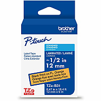 Brother P-touch TZe Label Tape x 15/32" Width - Tape - Fluorescent Orange - Water Resistant - Laminated - 16.40 ft Roll Length - 1 Each (TZEB31G)