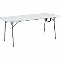 National Public Seating Banquet Fold-In-Half Tables Speckled Gray Top - Round Tube Leg Base - 4 Legs - 700 lb Capacity - 71.80" Table Top Length x 30" Table Top Width - 29.50" Height - Room, Indoor, Outdoor, Banquet, Cafeteria, Industry - High (BMFIH3072)