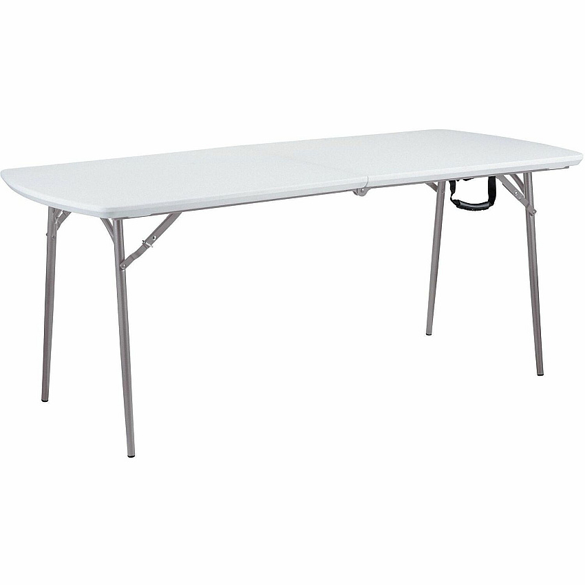 National Public Seating Banquet Fold-In-Half Tables Speckled Gray Top - Round Tube Leg Base - 4 Legs - 700 lb Capacity - 71.80" Table Top Length x 30" Table Top Width - 29.50" Height - Room, Indoor, Outdoor, Banquet, Cafeteria, Industry - High (BMFIH3072)