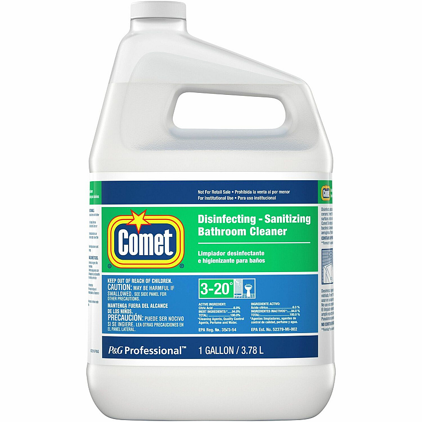 Comet Disinfecting Bath Cleaner For Bathroom, Multi Surface, Restroom - Liquid - 128 fl oz (4 quart) - Citrus Scent - Recommended For: Stain Remover, Soap Scum Remover - Non-abrasive, Deodorize, No-rinse - White Jug - 3 / Carton (20542)