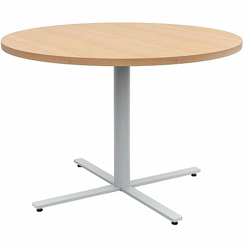 Safco Jurni Cafe Table with Round Top Round Top - Textured, Powder Coated Base - 42" Table Top Diameter - 29" Height - Cafeteria, Breakroom - Assembly Required - Fusion Maple - Laminate Top Material - 1 Each (JN42RDX29FMP)