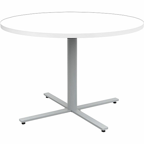 Safco Jurni Cafe Table with Round Top Round Top - Textured, Powder Coated Base - 42" Table Top Diameter - 29" Height - Cafeteria, Breakroom - Assembly Required - Designer White - Laminate Top Material - 1 Each (JN42RDX29DWT)