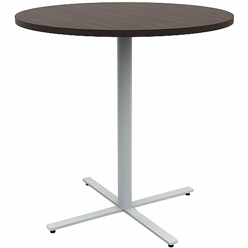 Safco Jurni Bistro Table with Round Top Round Top - Textured, Powder Coated Base - Modern Style - 42" Table Top Diameter - 42" Height - Cafeteria - Assembly Required - Columbian Walnut - Laminate Top Material - 1 Each (JN42RDX42CWN)