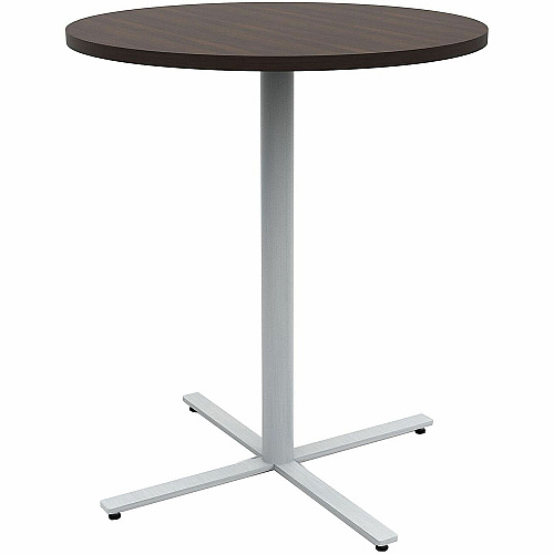 Safco Jurni Bistro Table with Round Top Round Top - Textured, Powder Coated Base - Modern Style - 36" Table Top Diameter - 42" Height - Cafeteria - Assembly Required - Columbian Walnut - Laminate Top Material - 1 Each (JN36RDX42CWN)