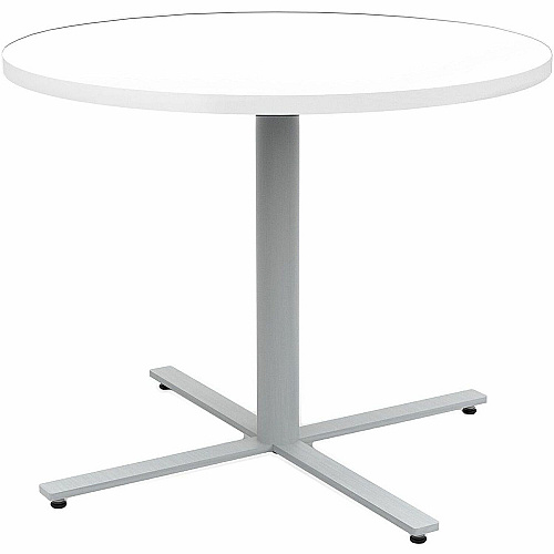 Safco Jurni Cafe Table with Round Top Round Top - Textured, Powder Coated Base - 36" Table Top Diameter - 29" Height - Cafeteria, Breakroom - Assembly Required - Designer White - Laminate Top Material - 1 Each (JN36RDX29DWT)