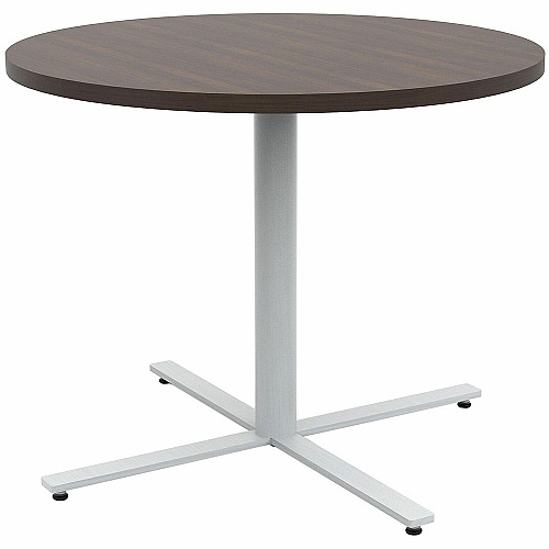 Safco Jurni Cafe Table with Round Top Round Top - Textured, Powder Coated Base - 36" Table Top Diameter - 29" Height - Cafeteria, Breakroom - Assembly Required - Columbian Walnut - Laminate Top Material - 1 Each (JN36RDX29CWN)