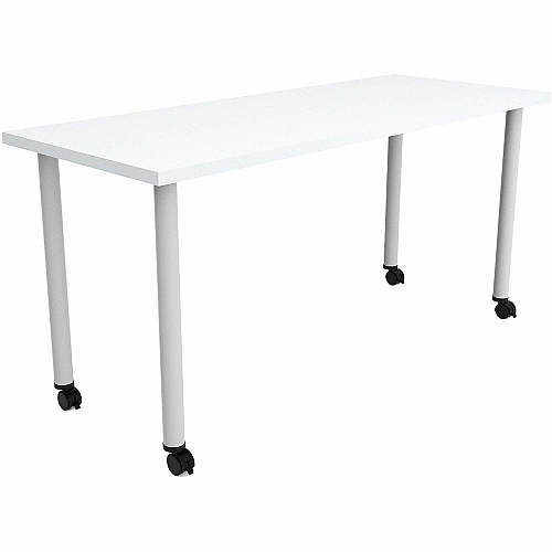 Safco Jurni Multi-Purp. Table w/Post Leg & Casters Powder Coated Post Leg Base - 60" Table Top Width x 24" Table Top Depth x 1.10" Table Top Thickness - 29" Height - Multipurpose - Assembly Required - Designer White - Laminate Top Material  (JN6024FTCDWT)