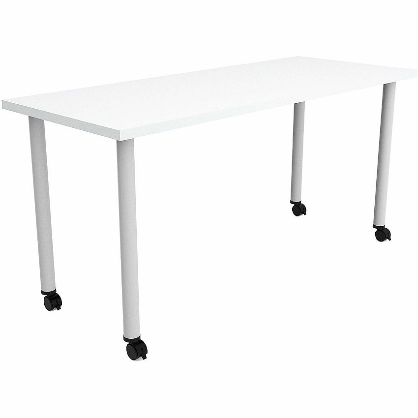 Safco Jurni Multi-Purp. Table w/Post Leg & Casters Powder Coated Post Leg Base - 60" Table Top Width x 24" Table Top Depth x 1.10" Table Top Thickness - 29" Height - Multipurpose - Assembly Required - Designer White - Laminate Top Material  (JN6024FTCDWT)