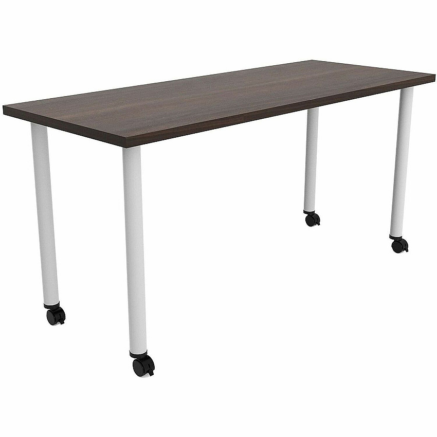 Safco Jurni Multi-Purp. Table w/Post Leg & Casters Powder Coated Post Leg Base - 60" Table Top Width x 24" Table Top Depth x 1.10" Table Top Thickness - 29" Height - Multipurpose - Assembly Required - Columbian Walnut - Laminate Top Materia (JN6024FTCCWN)