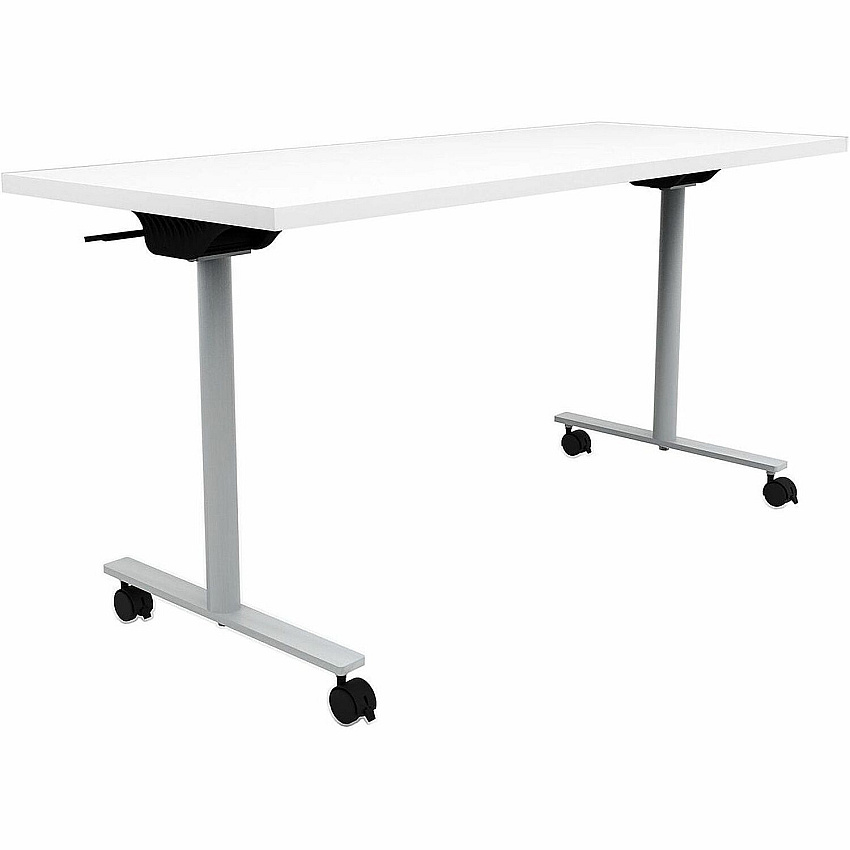 Safco Jurni Flip Table with Casters Laminated Top - Powder Coated T-shaped Base - 72" Table Top Width x 24" Table Top Depth x 1.10" Table Top Thickness - 29" Height - Classroom, Training Room - Assembly Required - Designer White - Laminate T (JN7224FPDWT)