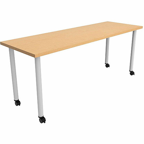 Safco Jurni Multi-Purpose Table with Post Leg & Casters Laminated Top - Powder Coated Post Leg Base - 72" Table Top Width x 24" Table Top Depth x 1.10" Table Top Thickness - 29" Height - Multipurpose - Assembly Required - Fusion Maple - Lam (JN7224FTCFMP)
