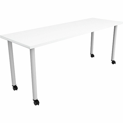Safco Jurni Multi-Purpose Table with Post Leg & Casters Laminated Top - Powder Coated Post Leg Base - 72" Table Top Width x 24" Table Top Depth x 1.10" Table Top Thickness - 29" Height - Multipurpose - Assembly Required - Designer White - L (JN7224FTCDWT)
