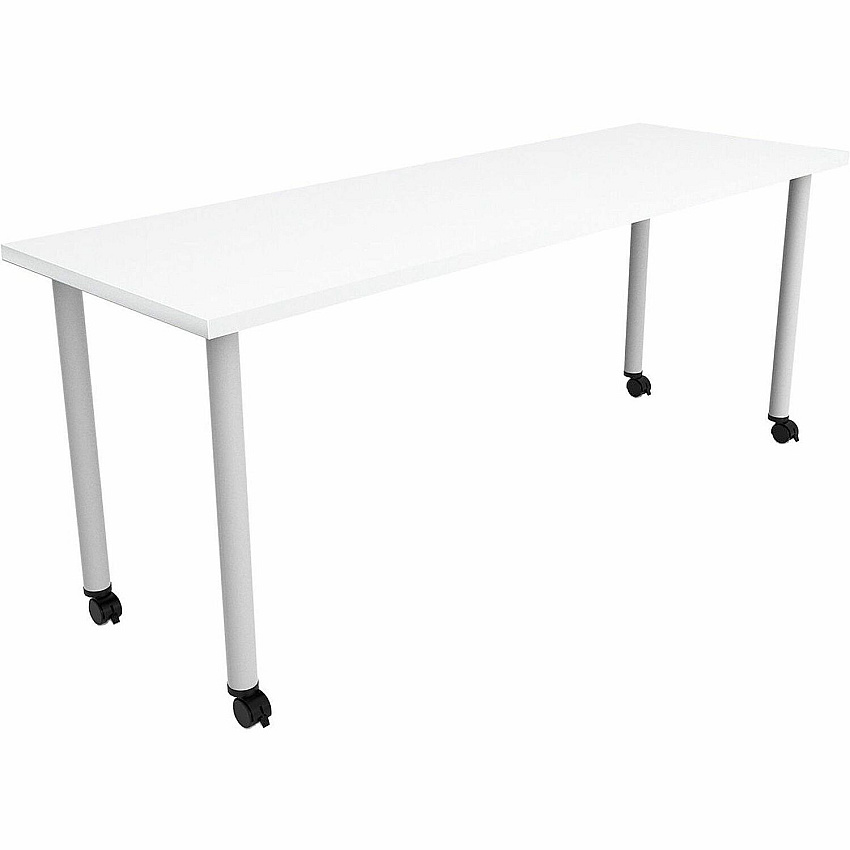Safco Jurni Multi-Purpose Table with Post Leg & Casters Laminated Top - Powder Coated Post Leg Base - 72" Table Top Width x 24" Table Top Depth x 1.10" Table Top Thickness - 29" Height - Multipurpose - Assembly Required - Designer White - L (JN7224FTCDWT)