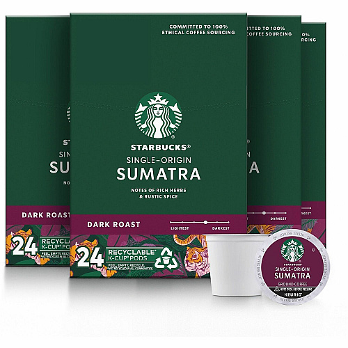 Starbucks K-Cup Sumatra Blend Coffee Dark - 24 K-Cup - K-Cup - Sumatra Blend - 4 / Carton (91281CT)