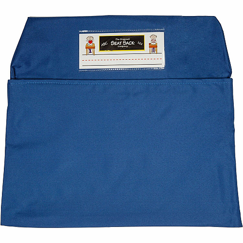 Seat Sack Classroom Pack One-Pocket Seat Sacks 1 Pocket(s) - 1 Compartment(s) - 17" Width x 2" Depth - Chair - Durable, Desk Space, Laminated, Elastic, Washable, Expandable - Blue - Poly Cotton - 1 Each (00117)