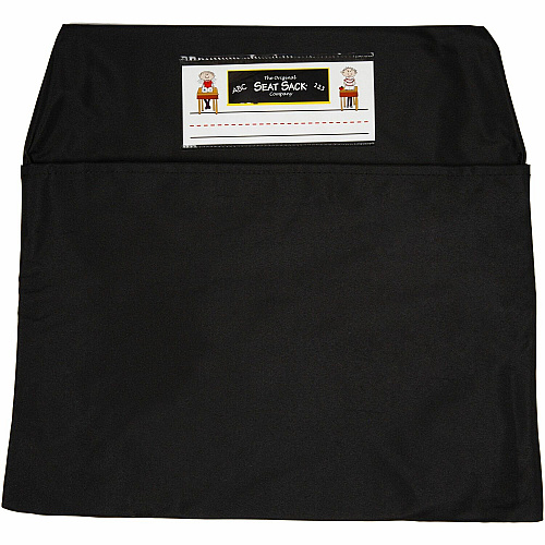 Seat Sack Classroom Pack One-Pocket Seat Sacks 1 Pocket(s) - 1 Compartment(s) - 17" Width x 2" Depth - Chair - Durable, Desk Space, Washable, Expandable - Black - Poly Cotton - 1 Each (30117)