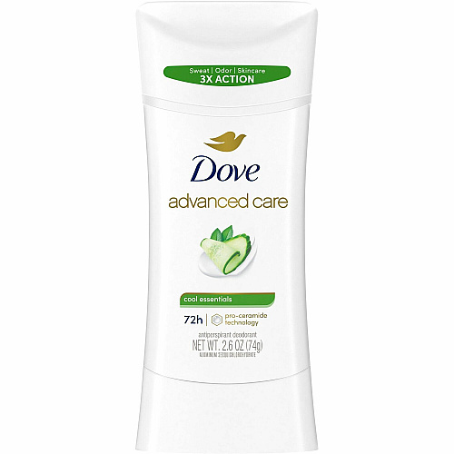Dove Advanced Care Cool Essentials Antiperspirant Deodorant Stick Stick - 2.60 oz - 3 Day - Long Lasting - 1 Each (35297)
