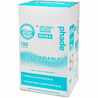 Phade Compostable Straws 9" Height x - Polyhydroxyalkanoate (PHA) - Caribbean Blue - 180 / Box (511207)