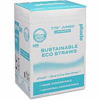 Phade Compostable Straws 7.8" Height x - Polyhydroxyalkanoate (PHA) - Caribbean Blue - 600 / Box (511204)