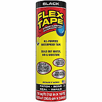 FLEX SEAL Repair Tape 10 ft Length x 12" Width - Black - Rubber Backing - Water Proof, UV Resistant, Temperature Resistant, Weather Resistant, Moisture Resistant - For Repair, Sealing, Home, Roofing, General Purpose, Bathroom, Project, Multi (TFSBLKR1210)