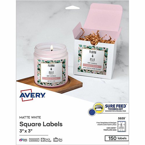 Avery Matte White 3"x3" Square Labels (05659)