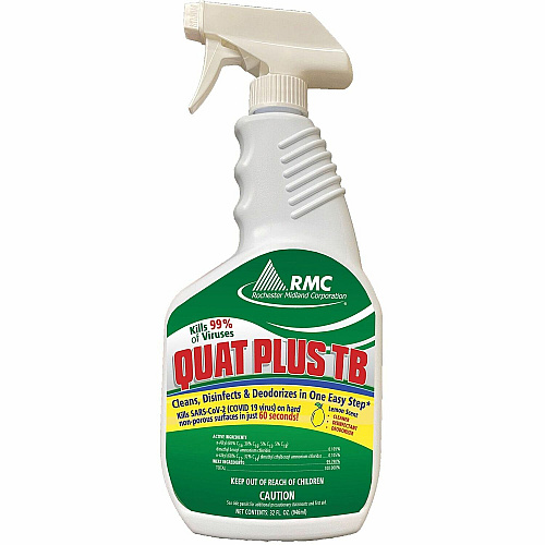 Rochester Midland RMC Ready-to-Use Disinfectant For Hard Surface, Hospital - Ready-To-Use - Spray - 32 fl oz (1 quart) - 12.5 pH - Fresh, Lemon Scent - Recommended For: Germs Remover - Disinfectant, Easy to Use, Deodorize - Amber, Clear - 1 Eac (11789314)