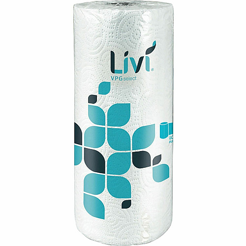 Solaris Paper Livi VPG Select Kitchen Paper Towels 2 Ply - 5" Width x 11" Length - 170 Sheets/Roll - 1 49/64" Core - Wheel Embossed - Bright White - Virgin Fiber, Paper - 170 Sheets/Roll - 1 Each (41508)