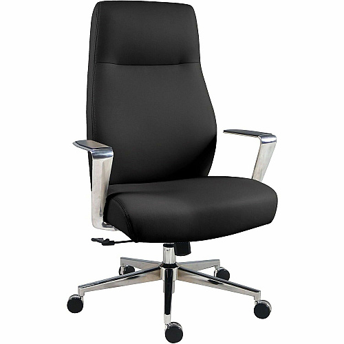 Lorell Fuerte Executive/Conference High-Back Chair with Polished Aluminum Arms (63305)