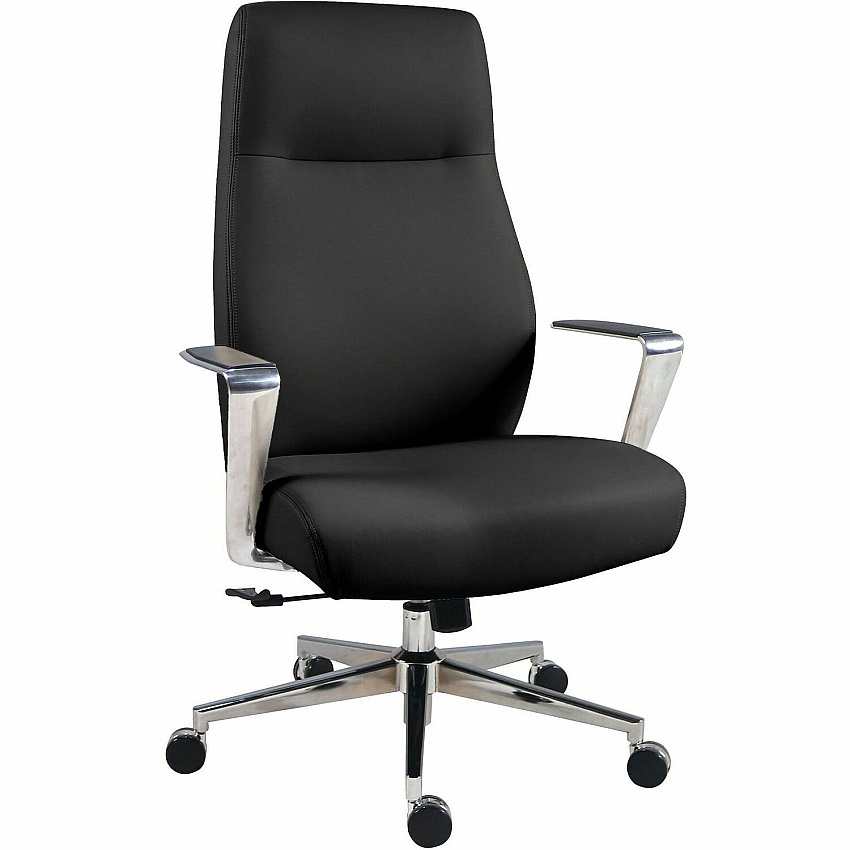 Lorell Fuerte Executive/Conference High-Back Chair with Polished Aluminum Arms (63305)
