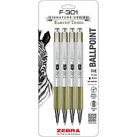 Zebra Pen F-301 EarthyTones Retractable Ballpoint Pens (27244)